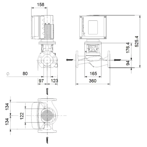 Центробежный насос 1,1 квт Grundfos TPE2 80-120 N-A-F-A-BQQE-GDB 98437603