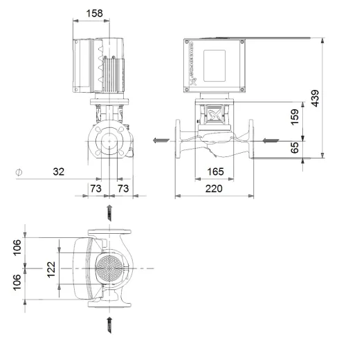 Центробежный насос 0,25 квт Grundfos TPE2 32-80 N-A-F-A-BQQE-CAB 98438338