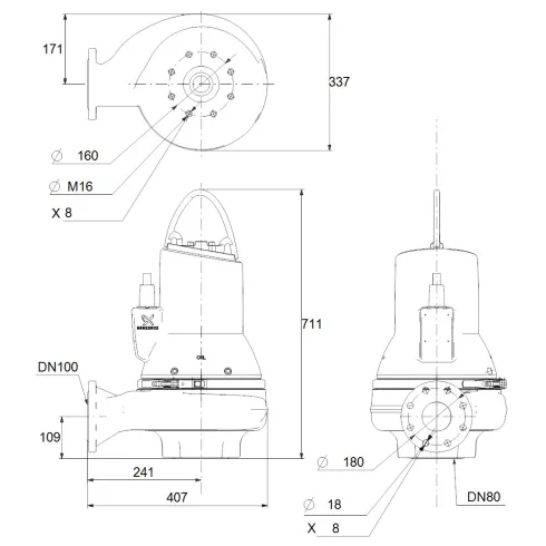 Канализационный насос Grundfos SLV.80.100.13.4.50D.C.Q 98626816
