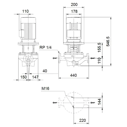 Центробежный насос 0,75 квт Grundfos TP 40-110/4 A-F-A-BAQE-FX3 98743356