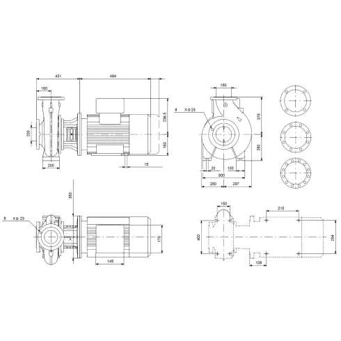 Консольно-моноблочный насос 7,5 квт Grundfos NB 150-250/252 EUP AF1ABAQE 98777361