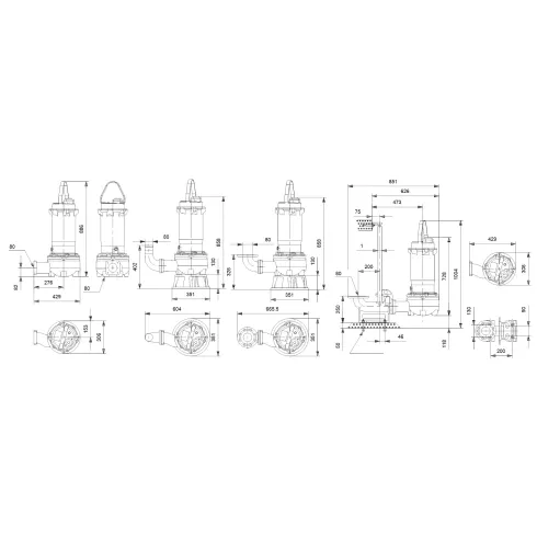 Насос для водоотведения Grundfos DPK.V.80.80.55.2.5.1D 98803753
