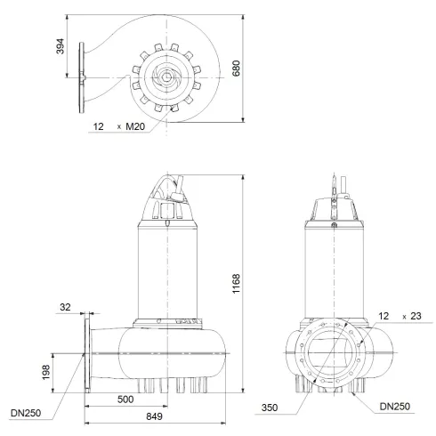 Канализационный насос Grundfos SE2.110.250.130.4.52L.C.N.51D 98808440