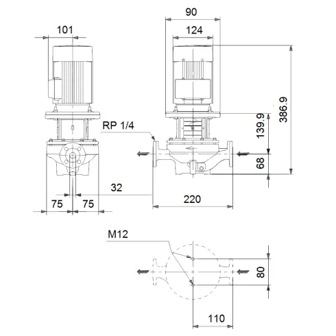 Центробежный насос 0,25 квт Grundfos TP 32-60/2 A-F-A-BQQE-CX1 98946132