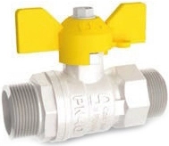 Кран шаровой латунный резьбовой для газа LD Pride 47.15. GAS Ру40 Ду15 (PN40 DN15) бабочка, штуцер-штуцер