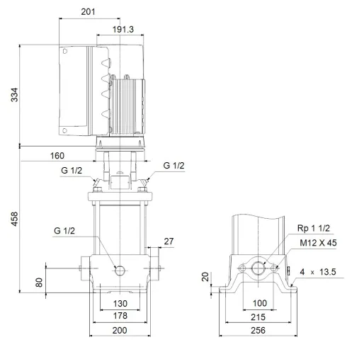 Многоступенчатый вертикальный насос Grundfos CRE 10-5 A-A-A-E-HQQE 99071444