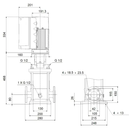 Многоступенчатый вертикальный насос Grundfos CRNE 10-5 N-FGJ-A-E-HQQE 99071504
