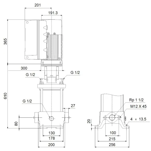 Многоступенчатый вертикальный насос Grundfos CRE 10-9 A-A-A-E-HQQE 99071777