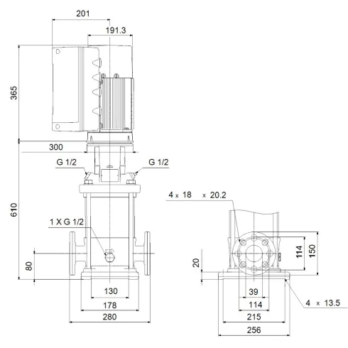 Многоступенчатый вертикальный насос Grundfos CRE 10-9 N-FJ-A-E-HQQE 99071789