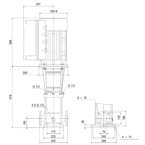 Многоступенчатый вертикальный насос Grundfos CRE 32-2 A-F-A-E-HQQE 99071953