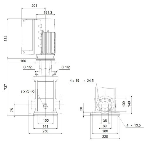Многоступенчатый вертикальный насос Grundfos CRE 1-27 A-FGJ-A-E-HQQE 99072116