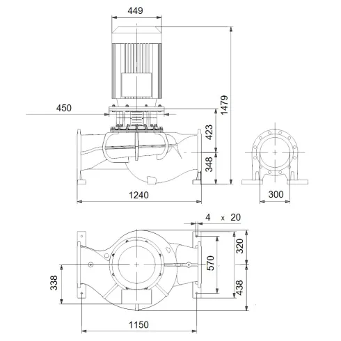 Центробежный насос 45 квт Grundfos TP 300-250/4 A-F-O-BQQE-TX3 99087572