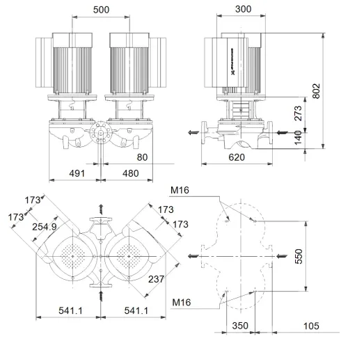 Центробежный насос 5,5 квт Grundfos TPED 80-240/4 A-F-A-BAQE-LD3 99114552