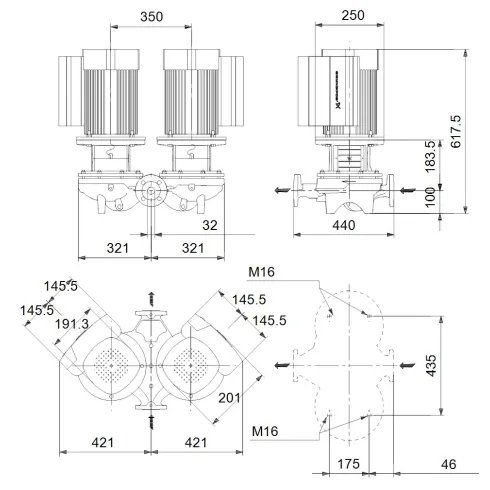Центробежный насос 4 квт Grundfos TPED 32-460/2 A-F-A-BQQE-KD1 99114599