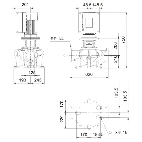 Центробежный насос 3 квт Grundfos TPE 125-80/4 S-A-F-A-BAQE-JD3 99114644