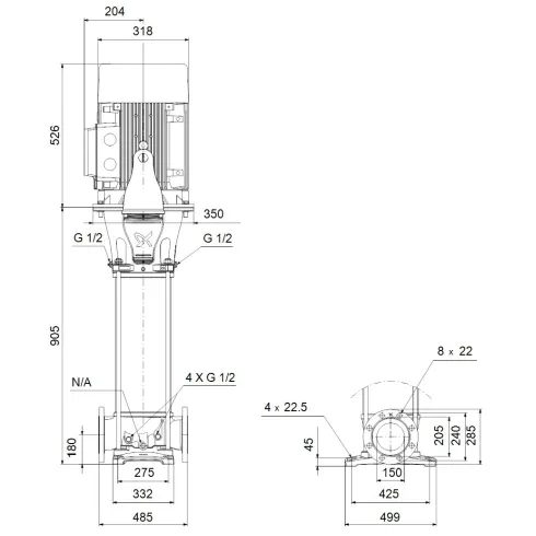 Многоступенчатый вертикальный насос Grundfos CR 125-2-1 A-F-A-V-HQQV 99142633