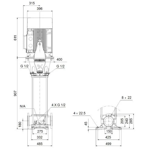 Многоступенчатый вертикальный насос Grundfos CR 155-2 A-F-A-E-HQQE 99143258