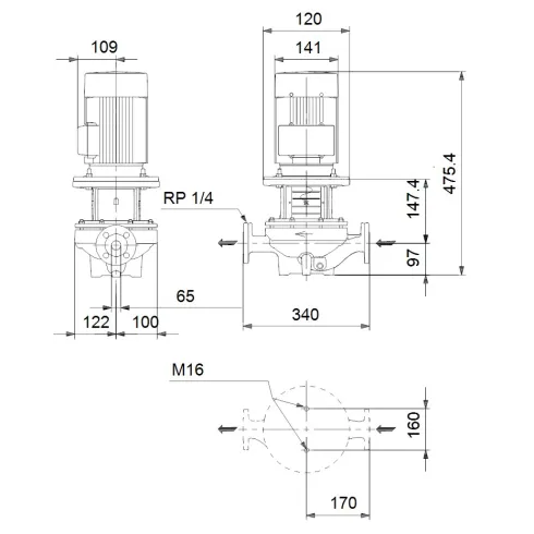 Центробежный насос 0,55 квт Grundfos TP 65-60/4 A-F-A-BQBE-EX3 99222072