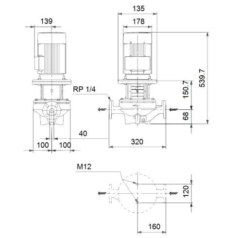 Центробежный насос 1,5 квт Grundfos TP 40-270/2 A-F-A-BQBE-HX1 99222324