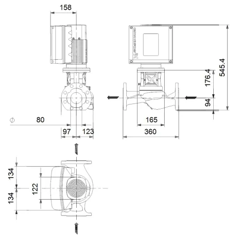Центробежный насос Grundfos TPE2 80-180 N-A-F-A-BQBE-IDB 99223779