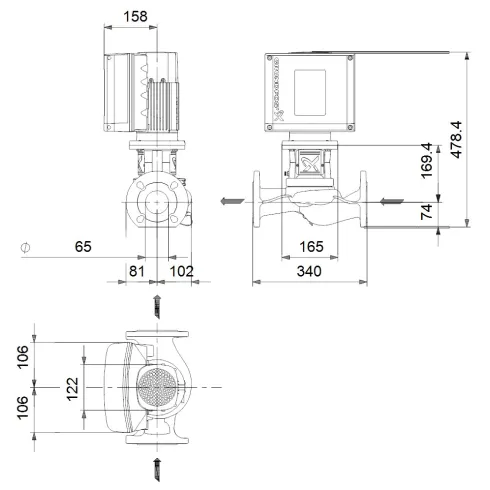 Центробежный насос 2,2 квт Grundfos TPE2 65-200 N-A-F-A-BQBE-IDC 99223936