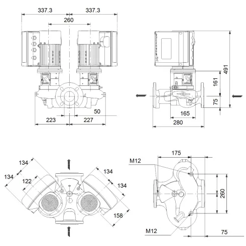 Центробежный насос 1,1 квт Grundfos TPE2 D 50-180 N-A-F-A-BQBE-GDC 99224042