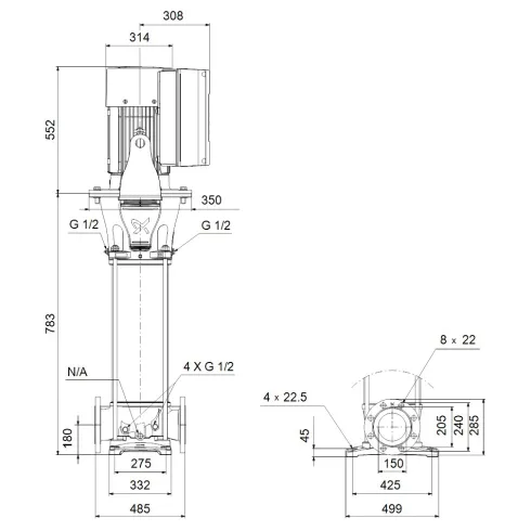 Многоступенчатый вертикальный насос Grundfos CRE 125-1 A-F-A-E-HQQE 99264394