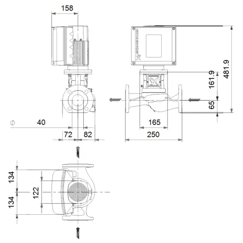 Центробежный насос 1,1 квт Grundfos TPE3 40-200 S-A-F-A-BQQE-GDC 99272211