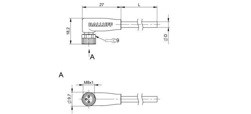 Разъем с кабелем Balluff BCC M323-0000-10-004-PW3334-100