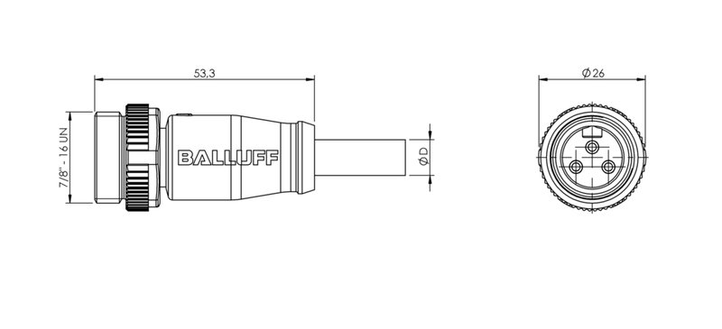 Разъем с кабелем Balluff BCC A313-0000-20-071-VX43W6-050