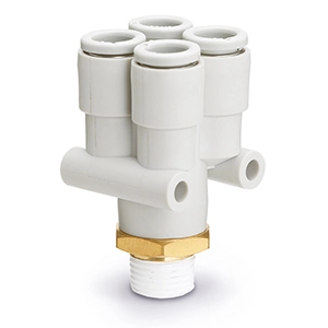 Коллектор цанговый с резьбой и четырьмя выходами SMC KQ2-UD06-02S