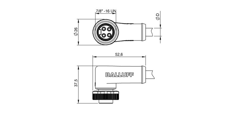 Разъем с кабелем Balluff BCC A324-0000-10-003-PX04A5-050