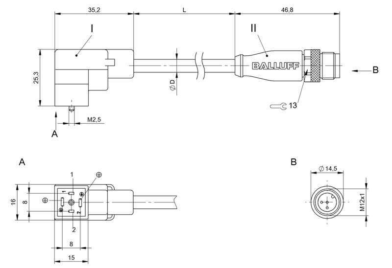 Соединительный кабель Balluff BCC VC04-M413-3E-664-PX0350-020