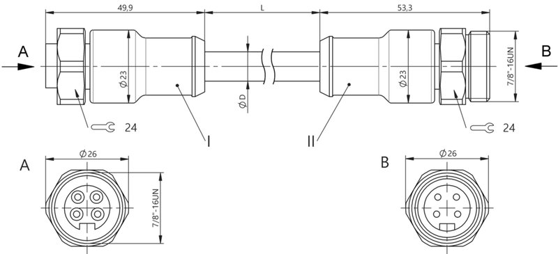Соединительный кабель Balluff BCC C3B4-C3B4-30-304-YX84A5-200-C009