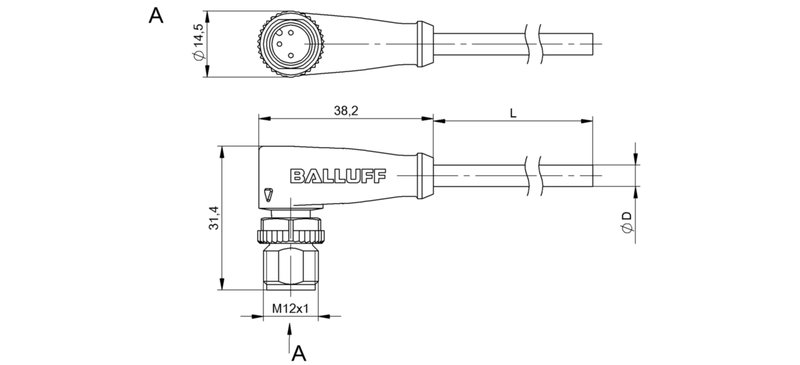 Разъем с кабелем Balluff BCC M423-0000-2A-002-PX0334-050
