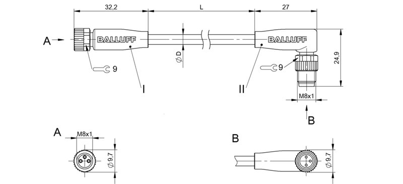 Соединительный кабель Balluff BCC M313-M323-30-300-EX43T2-030