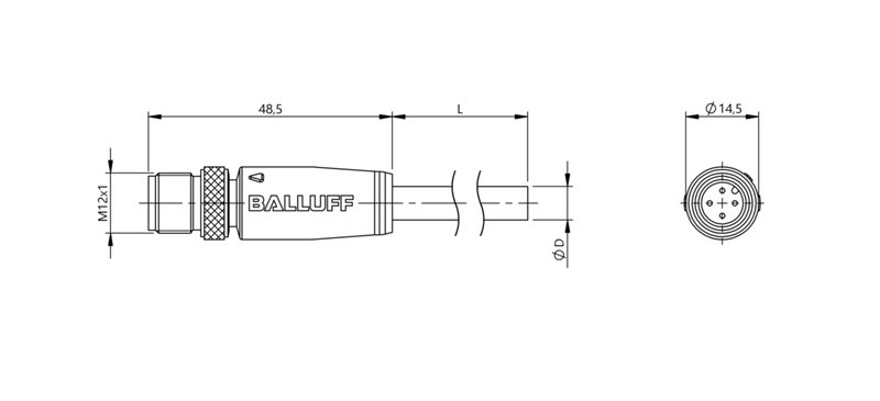 Разъем с кабелем Balluff BCC W414-0000-2A-003-BW8434-050