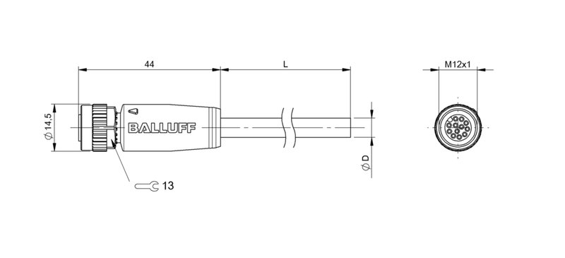 Разъем с кабелем Balluff BCC M41C-0000-1A-049-PX0C25-150