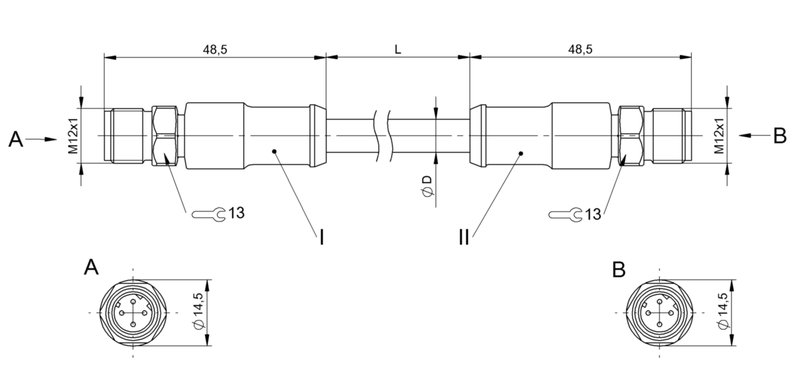 Соединительный кабель Balluff BCC S4B4-S4B4-6D-331-PS54N2-100-C009