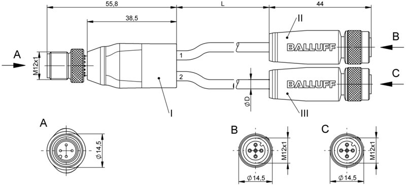 Y-образный распределитель Balluff BCC W414-W415-W415-U2046-006