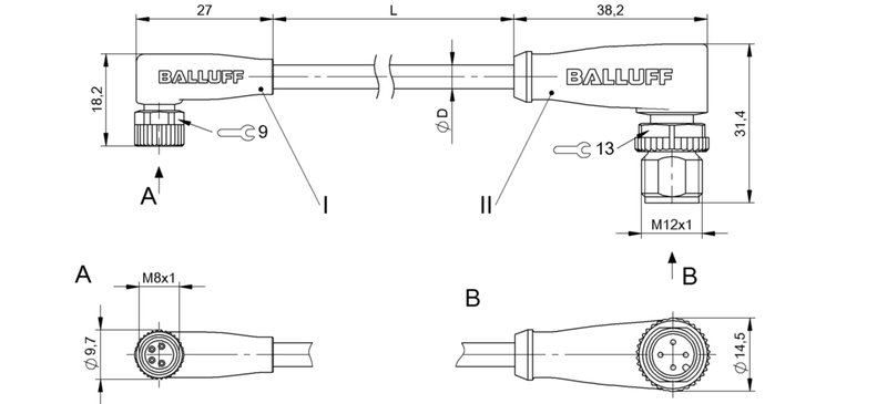 Соединительный кабель Balluff BCC M324-M424-3E-304-VX8434-020