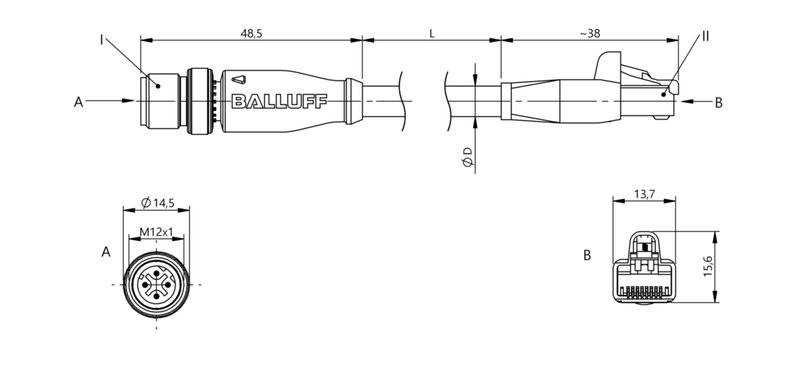 Соединительный кабель Balluff BCC M414-E894-8G-695-EX64N9-450