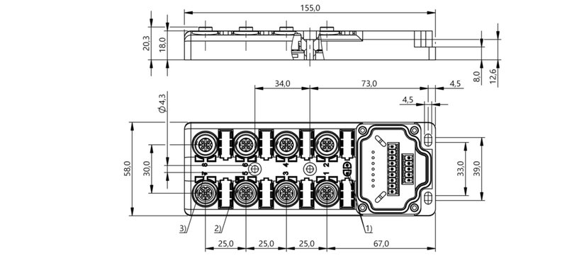 Распределительная коробка Balluff BPI 8M4A4P-2K-00-TP0E