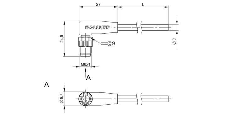 Разъем с кабелем Balluff BCC M324-0000-20-003-EX44T2-100