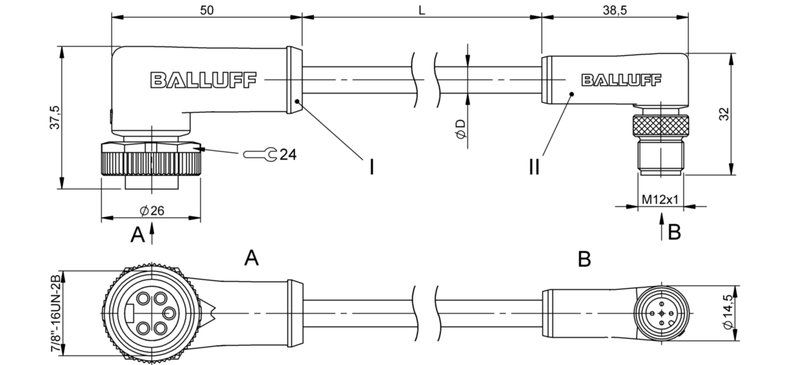 Соединительный кабель Balluff BCC A325-M425-3E-330-VS85N6-020