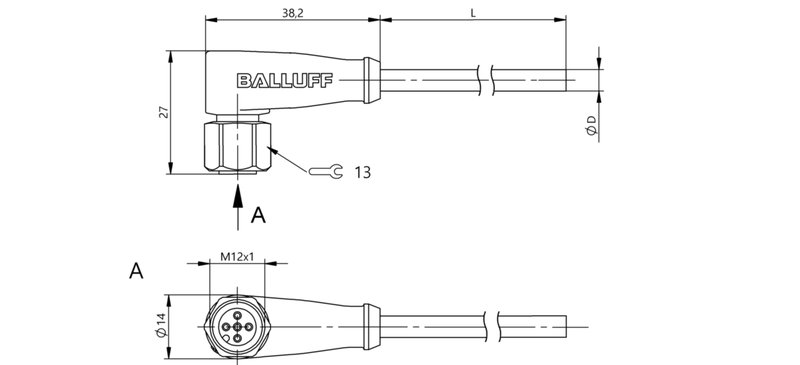 Разъем с кабелем Balluff BCC S425-0000-1A-004-VX8334-050