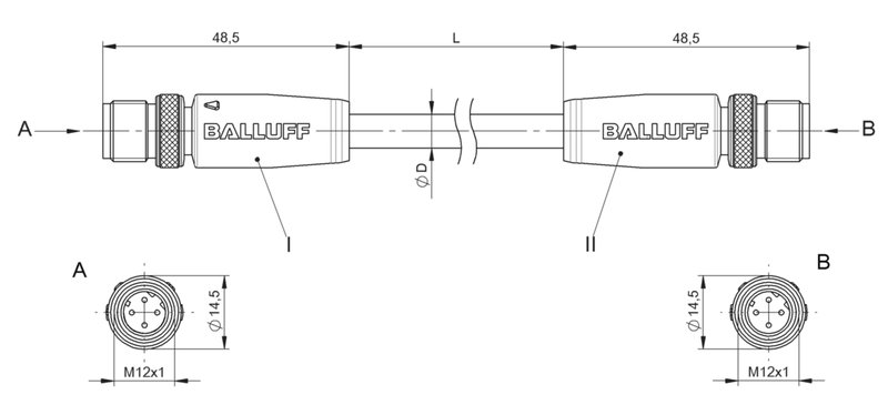 Соединительный кабель Balluff BCC M414-M414-6D-338-ES64N9-050