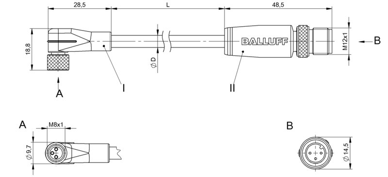 Соединительный кабель Balluff BCC W323-W413-3E-602-TW0334-050