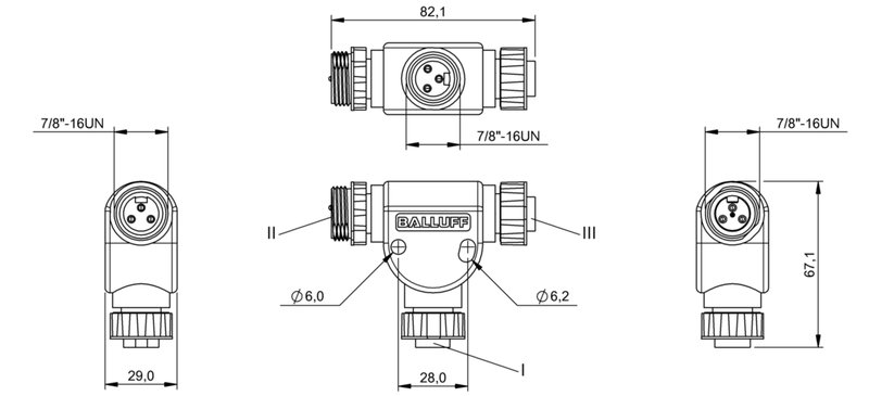 Y-образный распределитель Balluff BCC A313-A313-A313-T0021-000