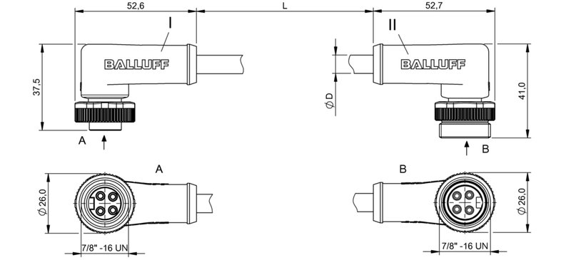 Соединительный кабель Balluff BCC A324-A324-30-304-VX44W6-020